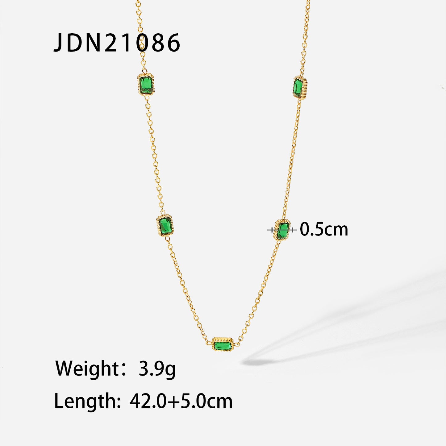 Square Emerald Zircon Necklace Bracelet