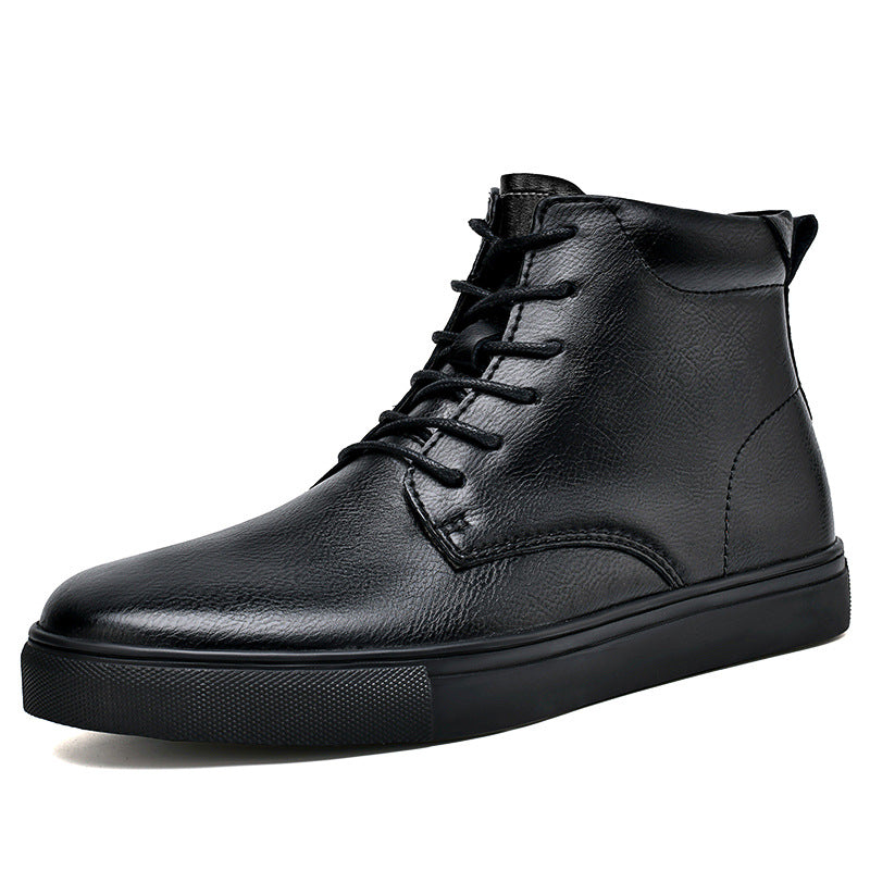 Botas Martens planas informales de piel de vaca para hombre, zapato de tabla alto de talla grande