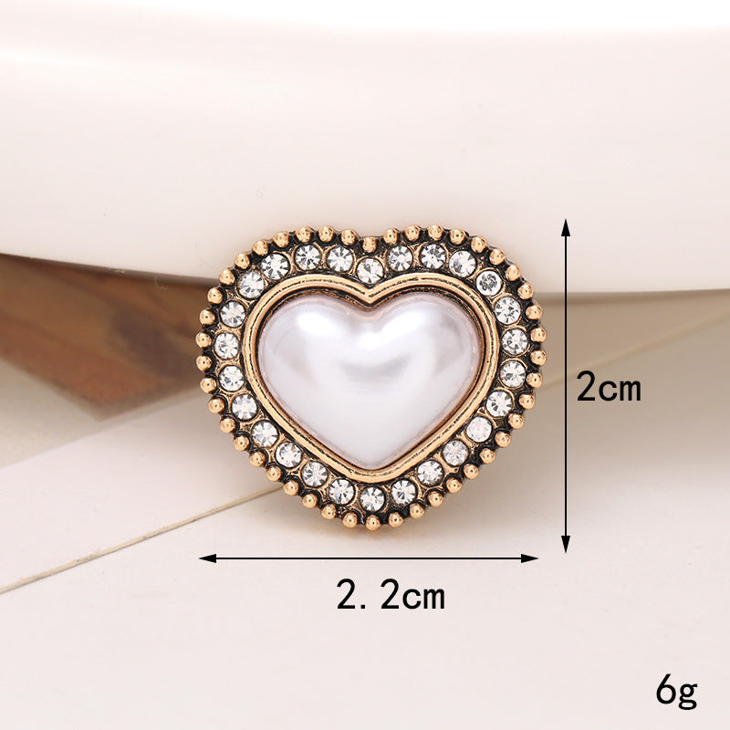 Jeans Button Hole Shoes Diy Accessories Bright Crystal Classic Style Ornament Accessories Upper Pearl Flower