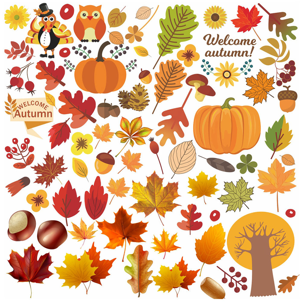 Autumn Maple Leaf Window Sticker Thanksgiving Window Sticker Maple Leaf Turkey