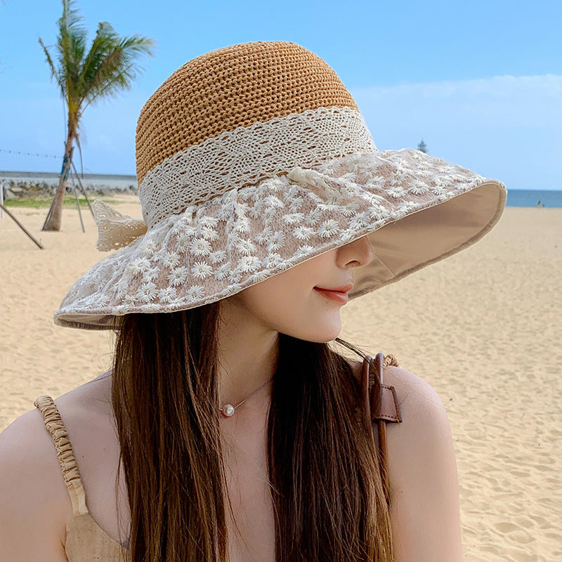 Verano vacaciones junto al mar protección solar sombrero para el sol moda plegable