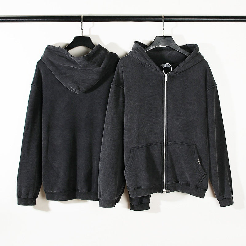 Simple Hooded Zipper Sweatshirt Cardigan For Men