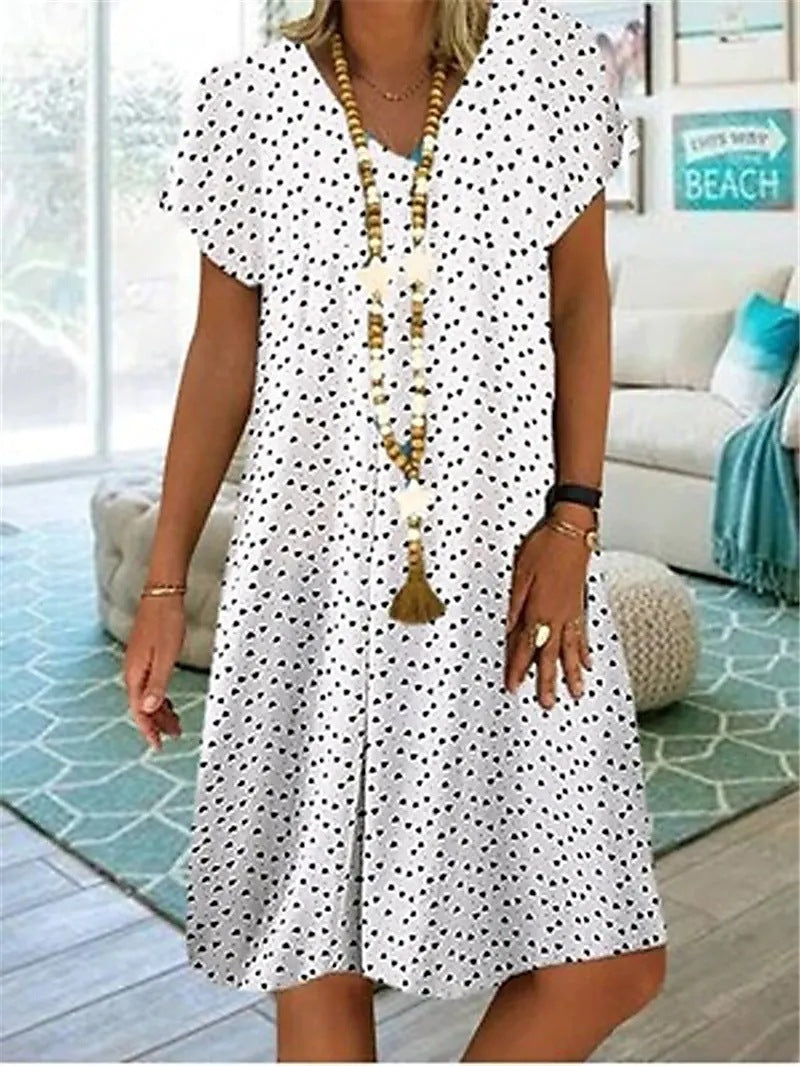 Women's V-neck Printed Short Sleeve Dress