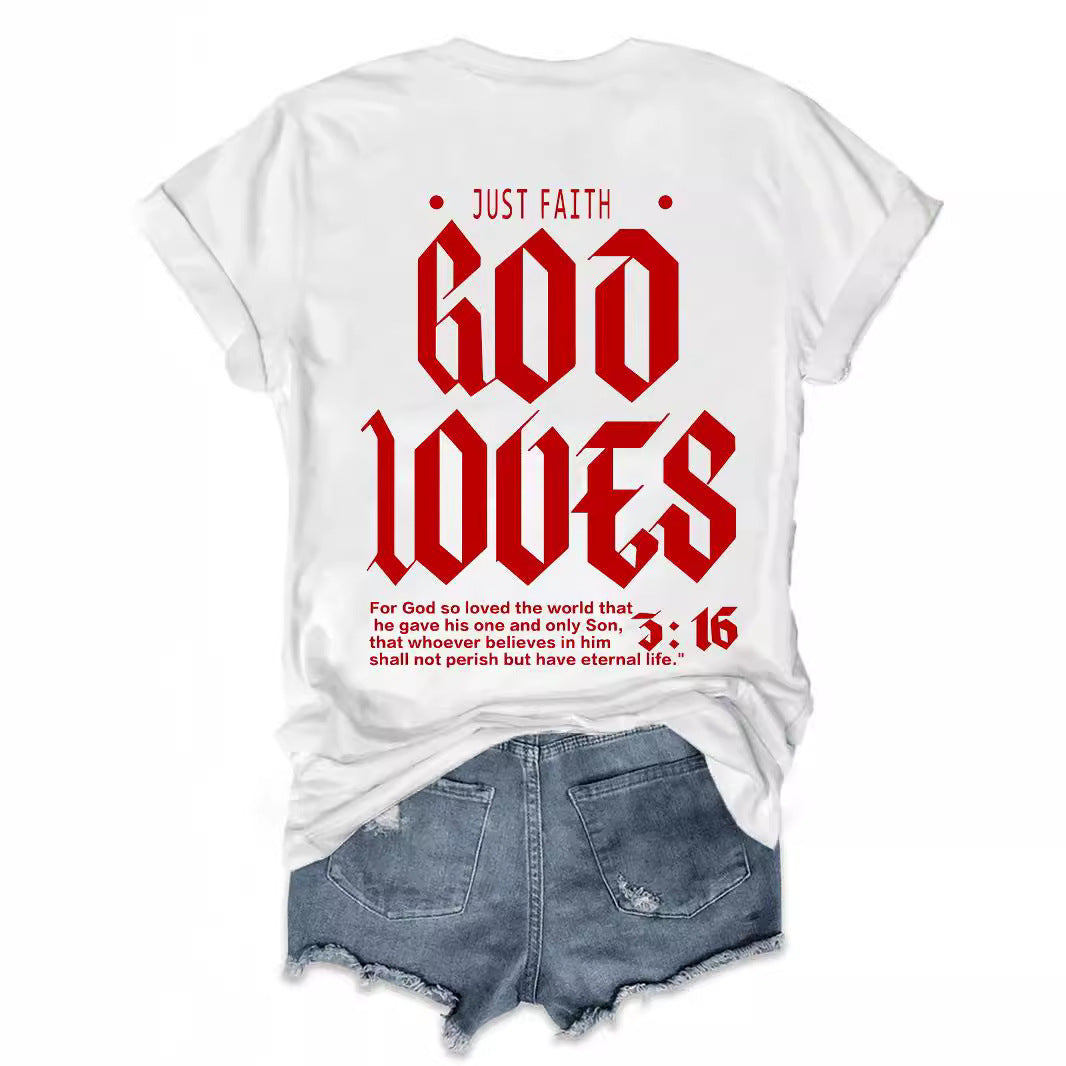 Men's Shirt Round Neck Letter Print Short Sleeve T-shirt