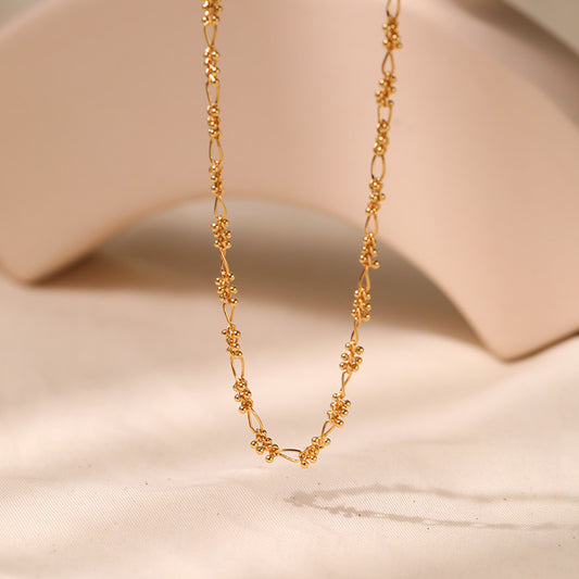 Women's Copper Plating 18K Real Gold Small Golden Balls Metal Necklace