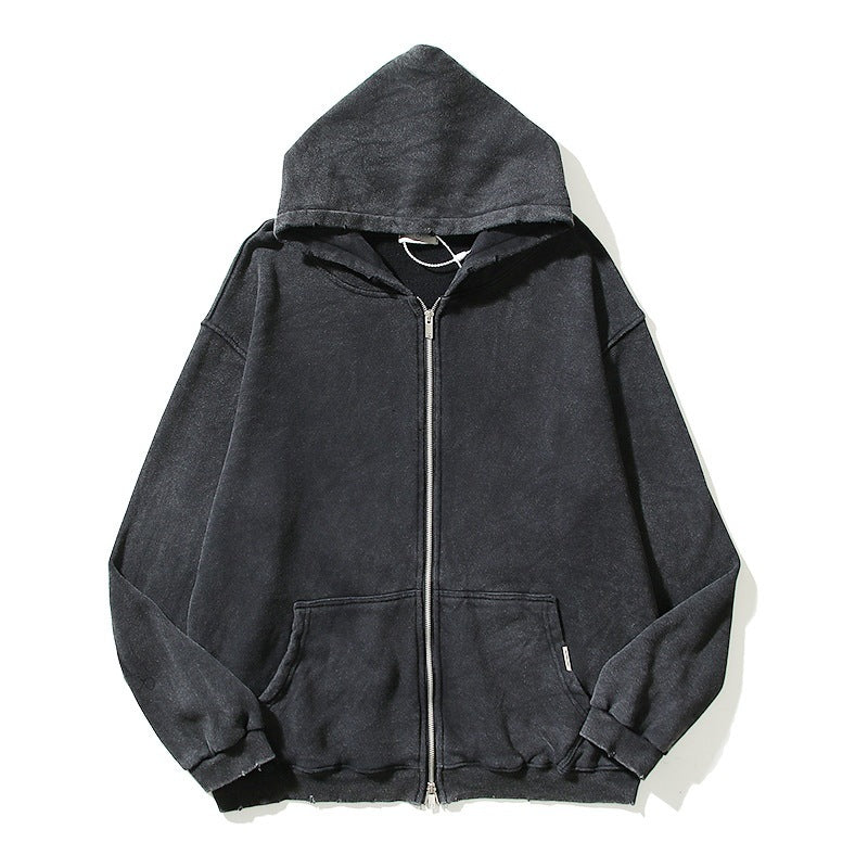 Simple Hooded Zipper Sweatshirt Cardigan For Men