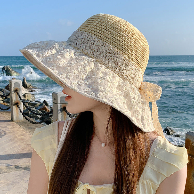 Verano vacaciones junto al mar protección solar sombrero para el sol moda plegable