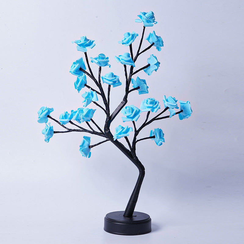 Lámpara de mesa con flores, árbol, rosas, luces nocturnas de escritorio de hadas, regalos operados por USB para decoración de boda, San Valentín y Navidad