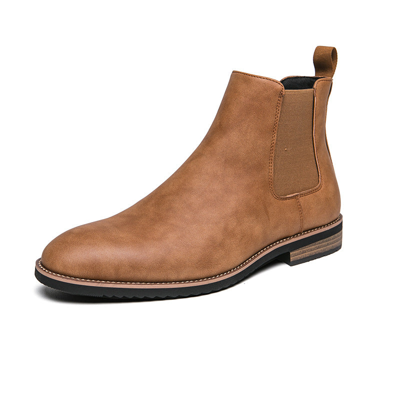 Zapatos de cuero puntiagudos de talla grande Botas Chelsea británicas puntiagudas para hombre