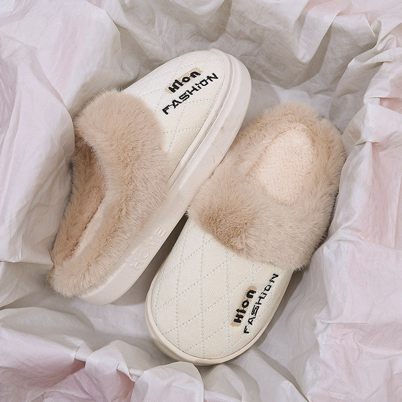 Foamed Rubber Bag Heel Women's Cotton Slippers