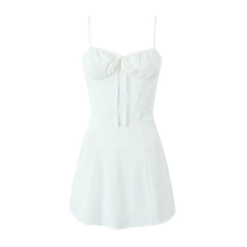 Women's High Waist A- Line Dress With Suspenders Dress