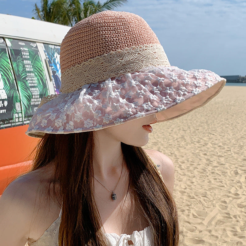 Verano vacaciones junto al mar protección solar sombrero para el sol moda plegable