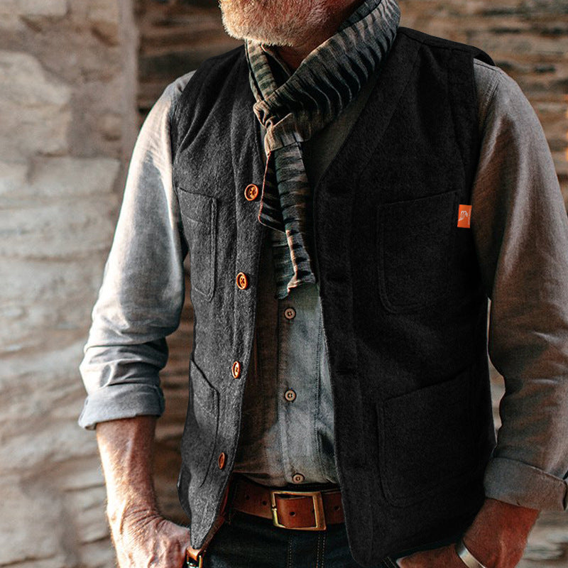 European And American Single-breasted British Retro Fashion Casual Solid Color Vest