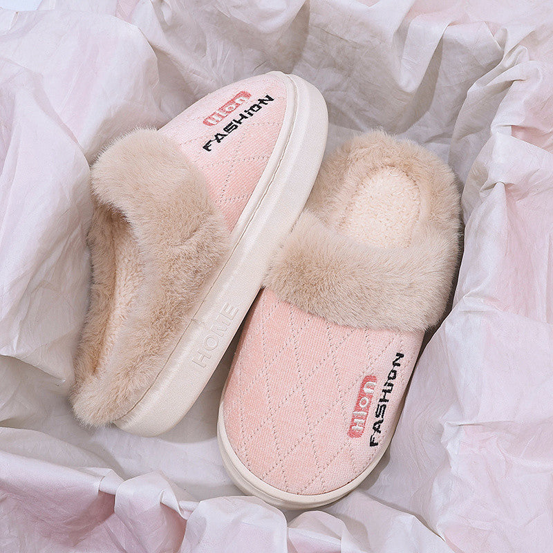 Foamed Rubber Bag Heel Women's Cotton Slippers