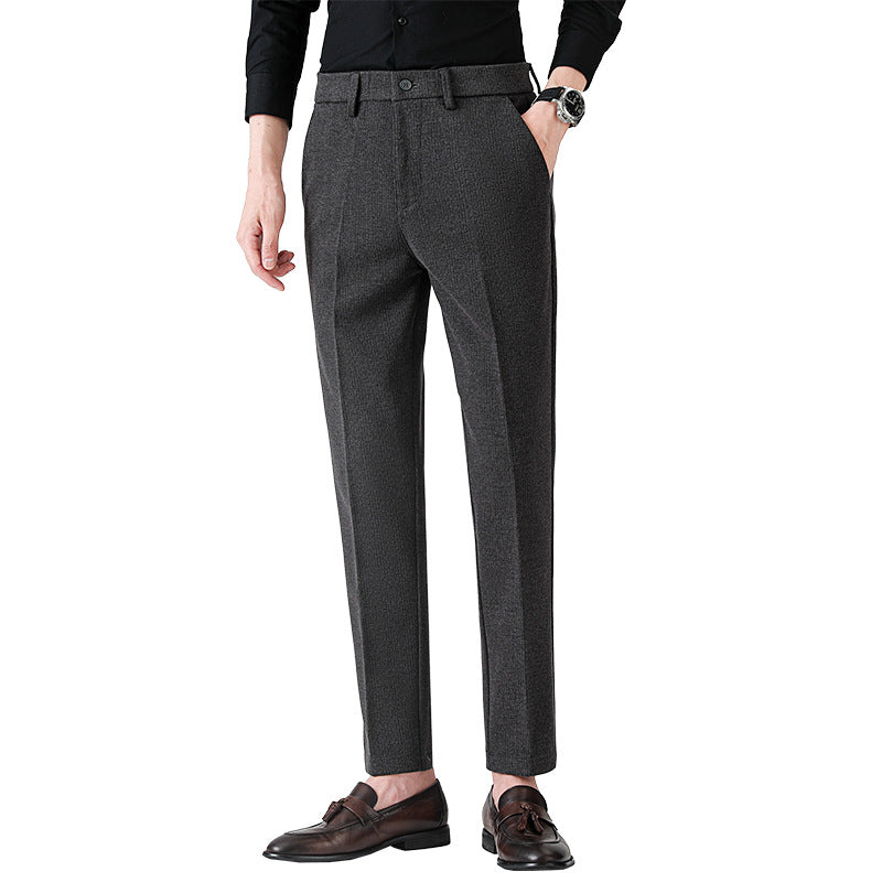 Pantalones casuales de lana para hombre Pantalones de traje pequeños elásticos