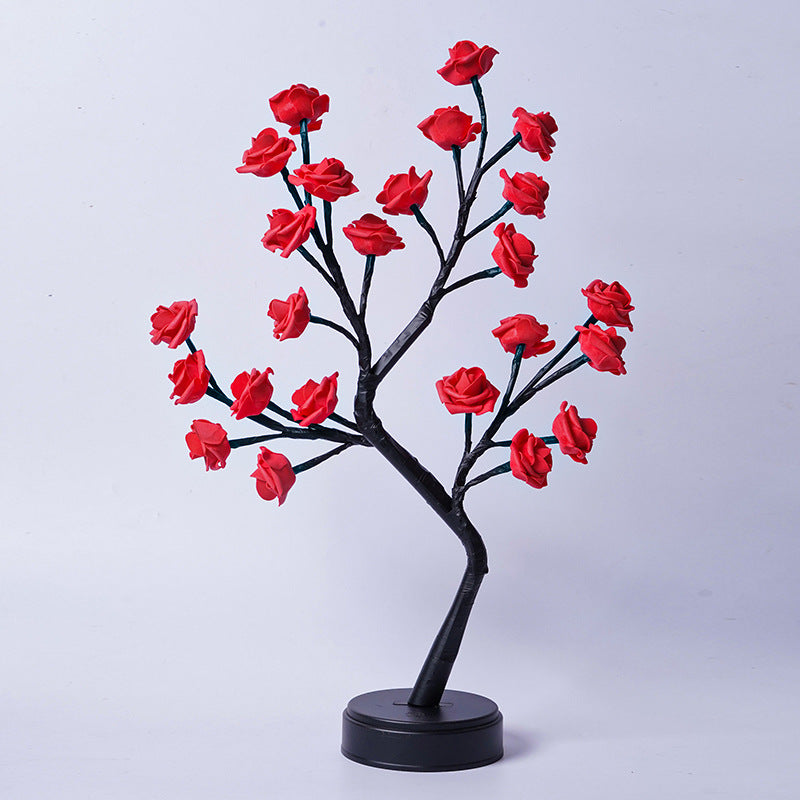 Lámpara de mesa con flores, árbol, rosas, luces nocturnas de escritorio de hadas, regalos operados por USB para decoración de boda, San Valentín y Navidad