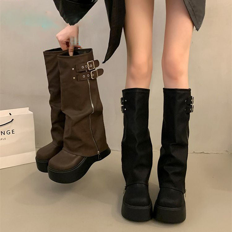 Thick Bottom Autumn And Winter Below The Knee Boots Women