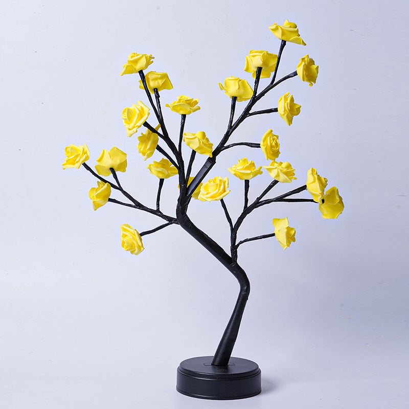 Lámpara de mesa con flores, árbol, rosas, luces nocturnas de escritorio de hadas, regalos operados por USB para decoración de boda, San Valentín y Navidad