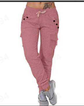 Pantalones pitillo con cordón informal estilo deportivo sueltos