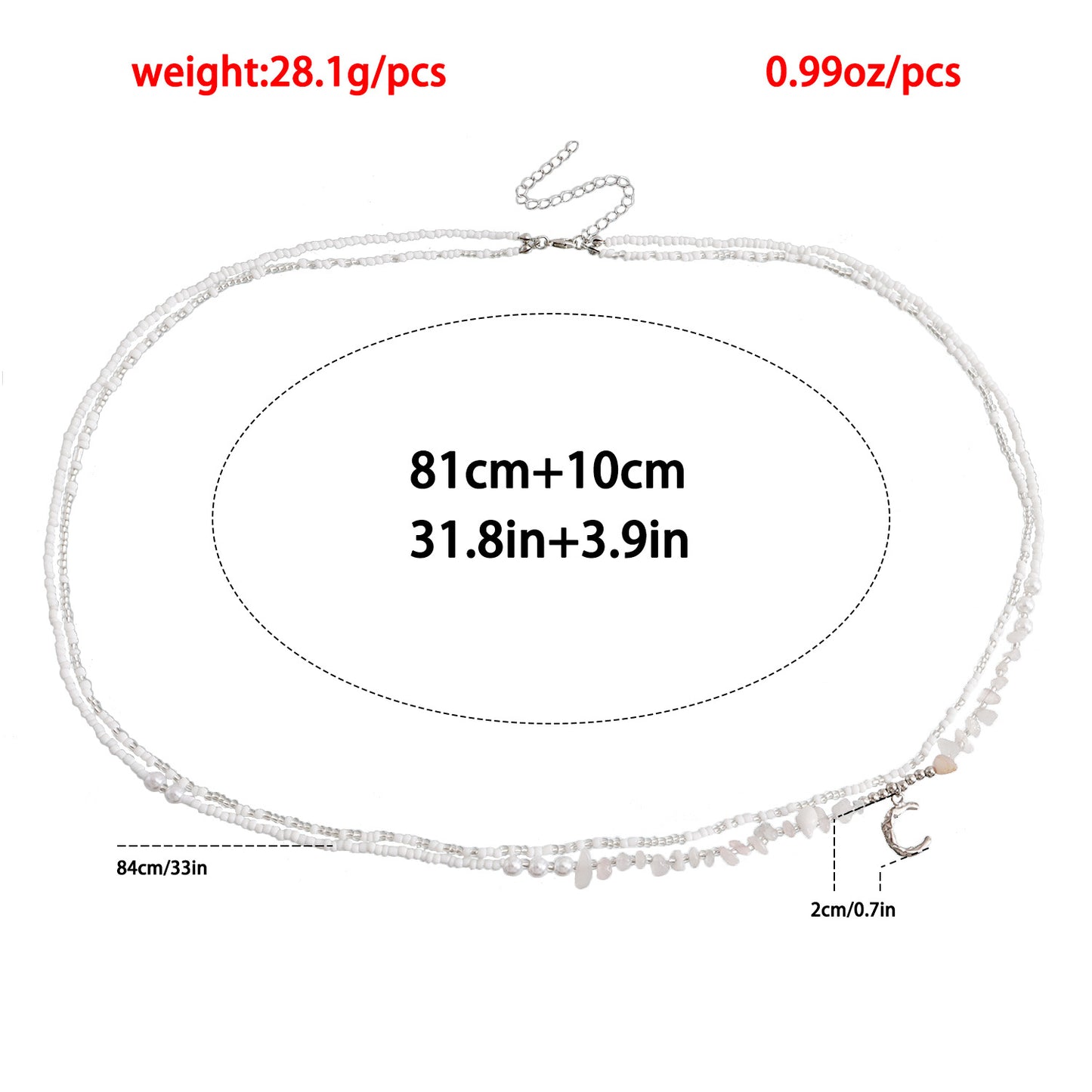 波西米亚白色珠子手工编织月牙腰链