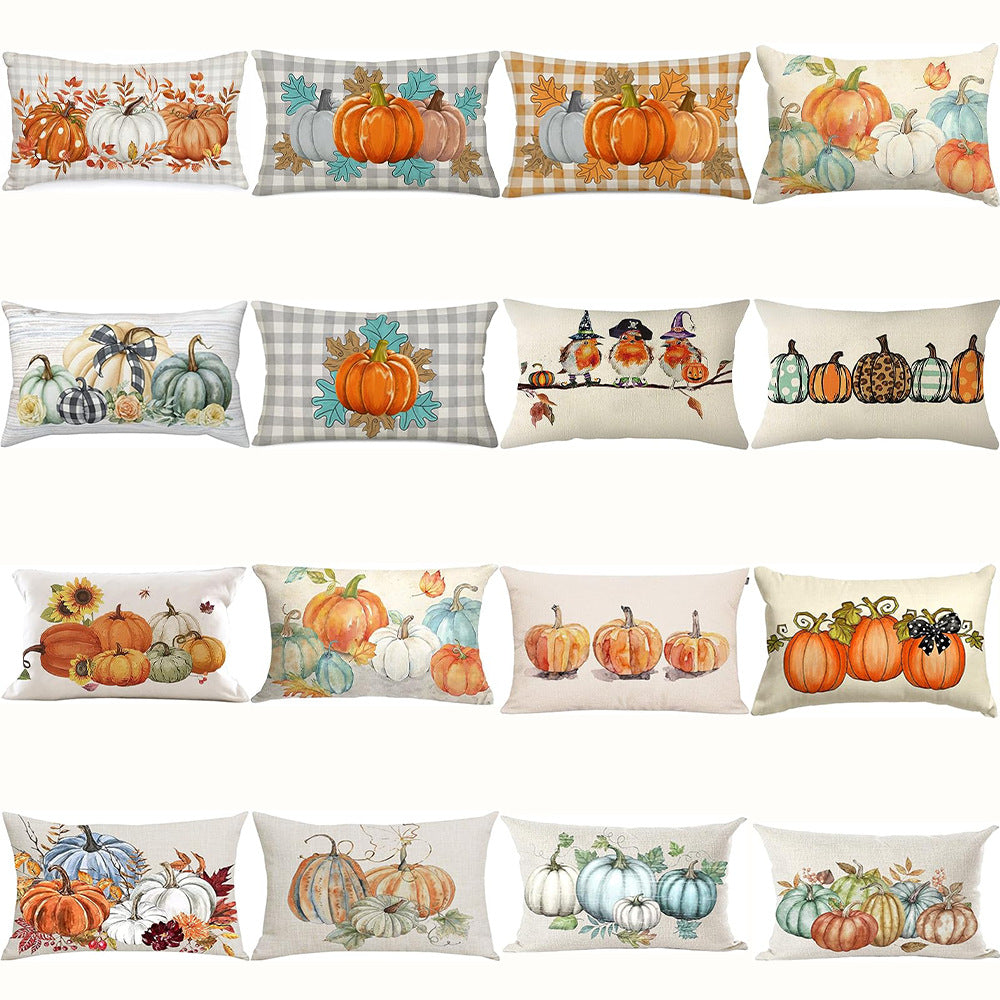 Cross-border Autumn Pumpkin Thanksgiving Pillow Cover Waist Pad Family 30x50cm Without Core