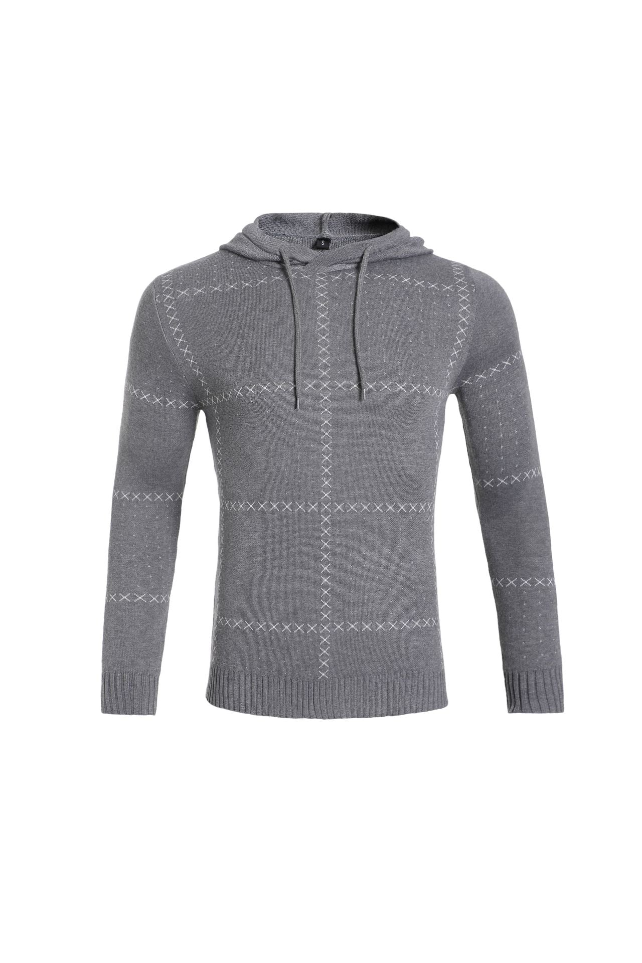 New Men's Knitwear Sweater Plaid Stitching Casual Trend Sports Men's Clothing