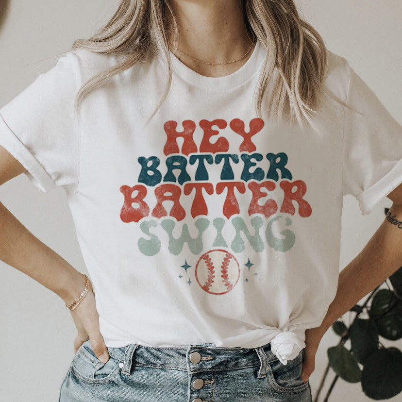 Sweet Cute Letters T-shirt Loose Round Neck