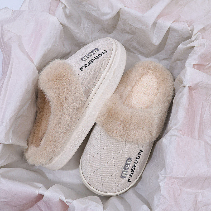 Foamed Rubber Bag Heel Women's Cotton Slippers