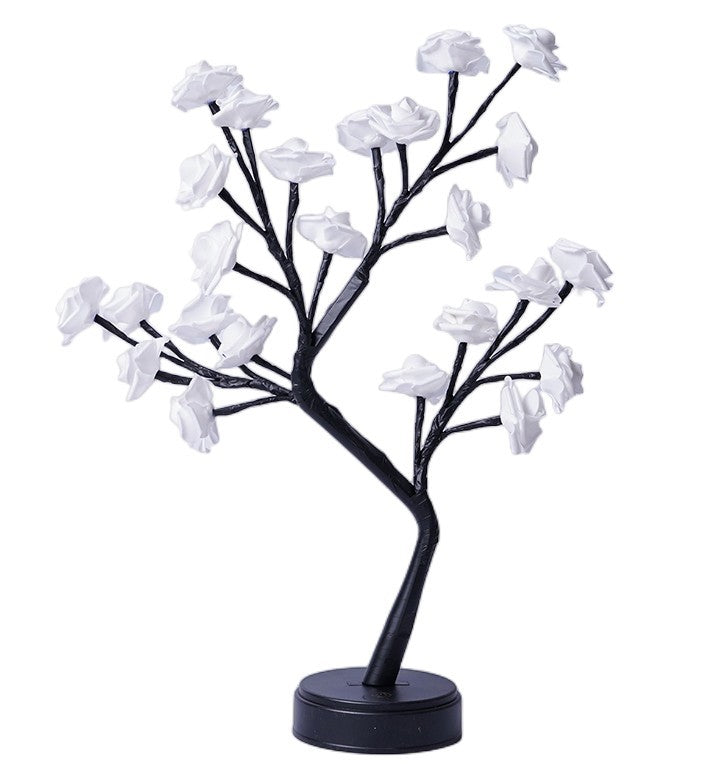 Lámpara de mesa con flores, árbol, rosas, luces nocturnas de escritorio de hadas, regalos operados por USB para decoración de boda, San Valentín y Navidad