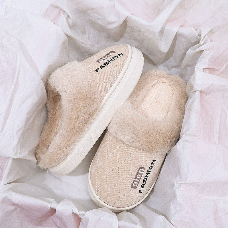 Foamed Rubber Bag Heel Women's Cotton Slippers