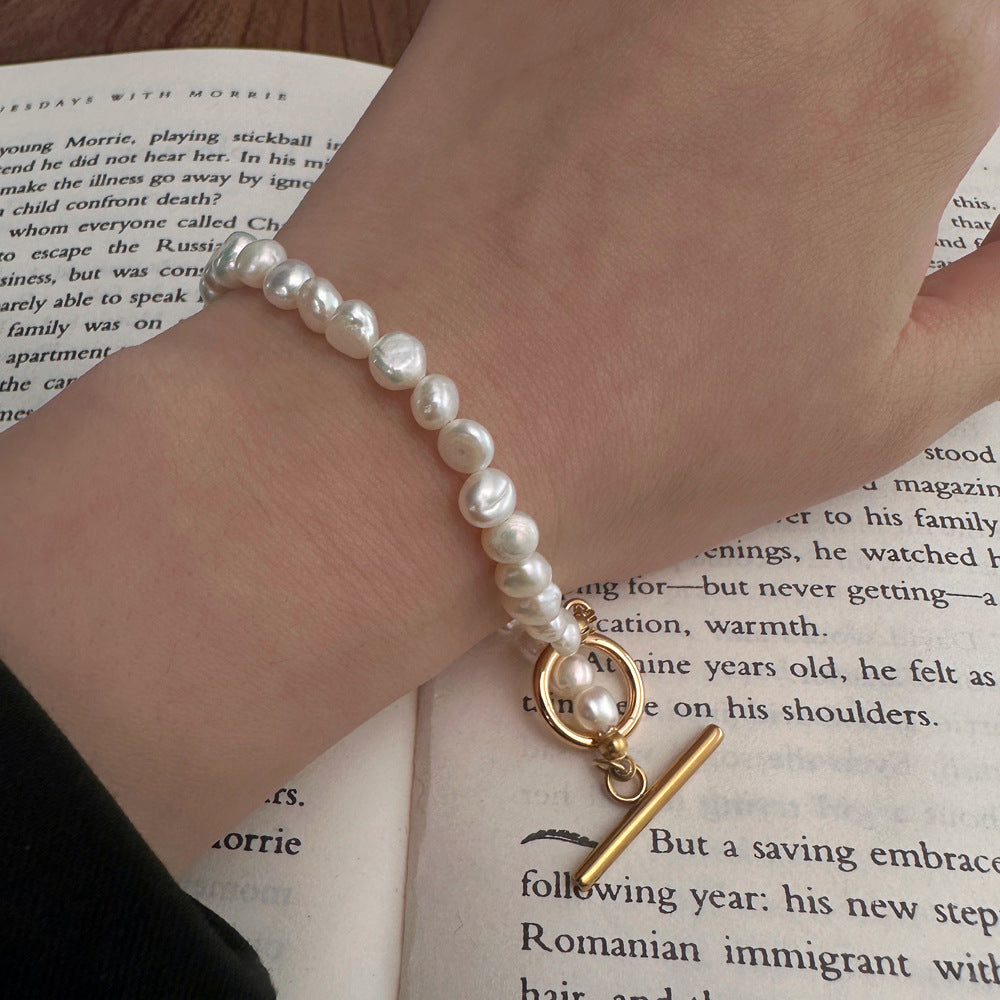 Natural Shaped Freshwater Pearl OT Buckle Stainless Steel Necklace Bracelet