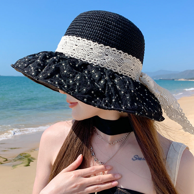 Verano vacaciones junto al mar protección solar sombrero para el sol moda plegable