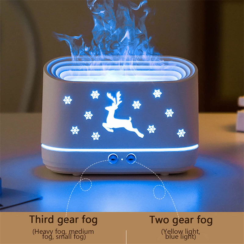 Difusor humidificador de llama de alce, lámpara de ambiente silenciosa para el hogar, decoraciones navideñas para el hogar