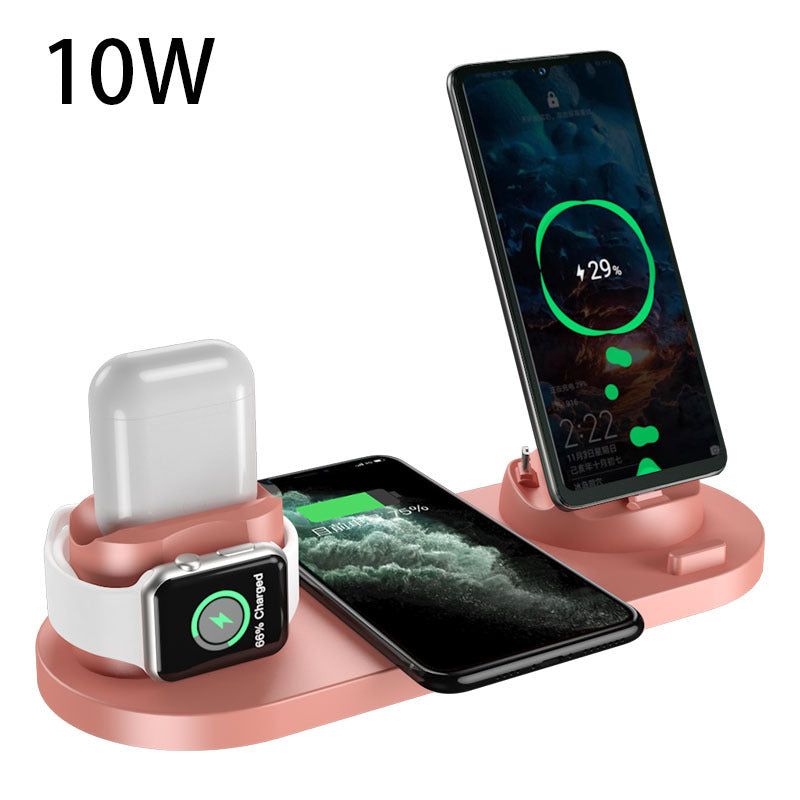 Cargador inalámbrico para IPhone, cargador rápido para teléfono, almohadilla de carga rápida para reloj de teléfono, estación de carga 6 en 1