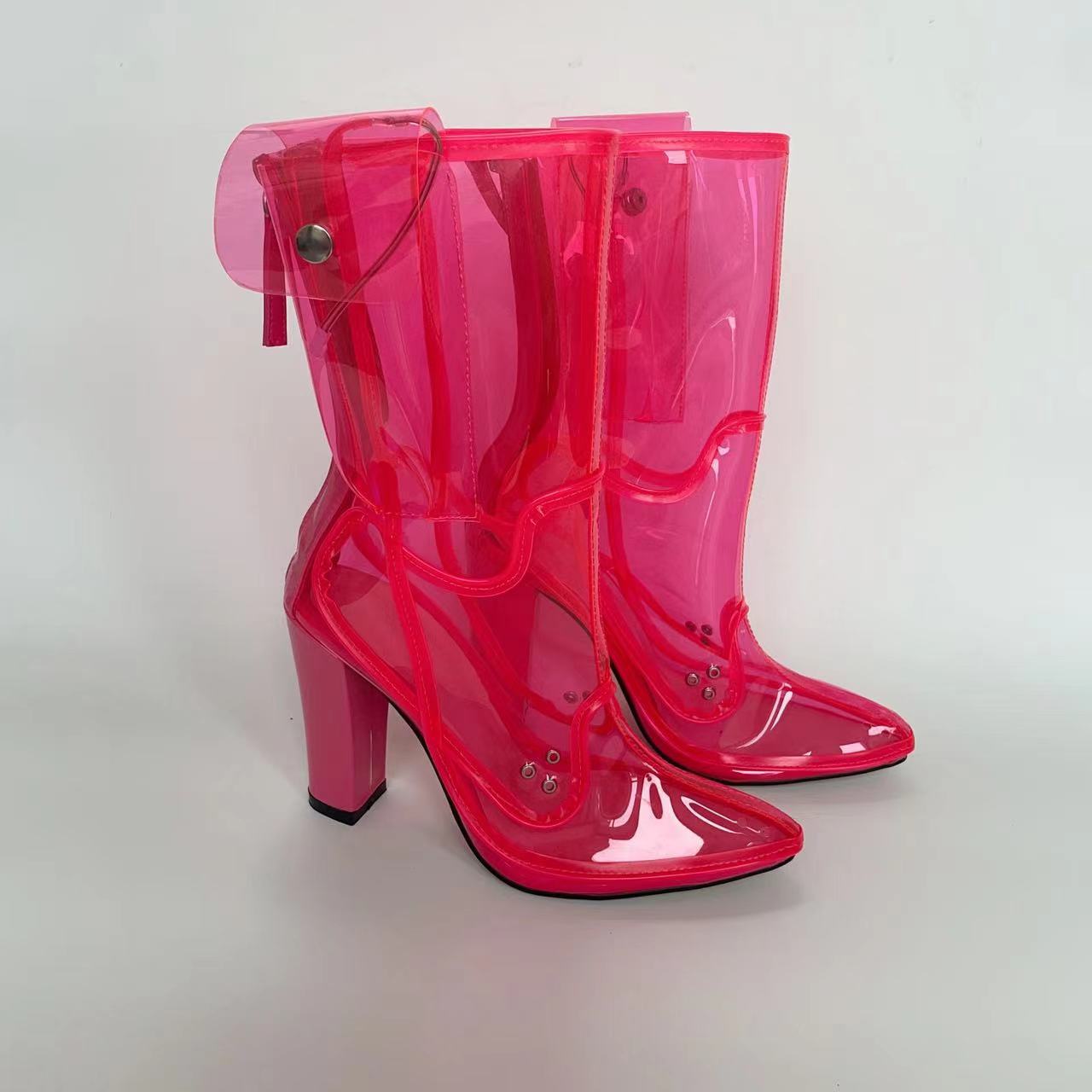 Botas transparentes con luz intermitente para PC a la moda para mujer