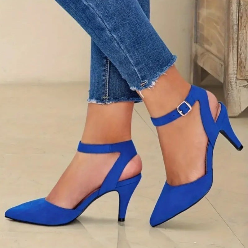 Pointed-toe Square Buckle Shoes High Heels Fashion