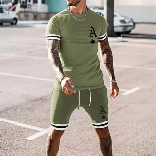 Conjunto de camiseta y pantalones cortos de verano para hombre con estampado digital 3D de moda