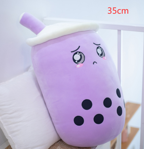 Bonita bebida de frutas de peluche, suave fresa, té de la leche, juguete de taza de té Boba, almohada de té de burbujas, cojín, regalo para niños