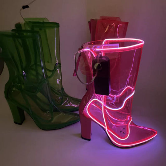 Botas transparentes con luz intermitente para PC a la moda para mujer