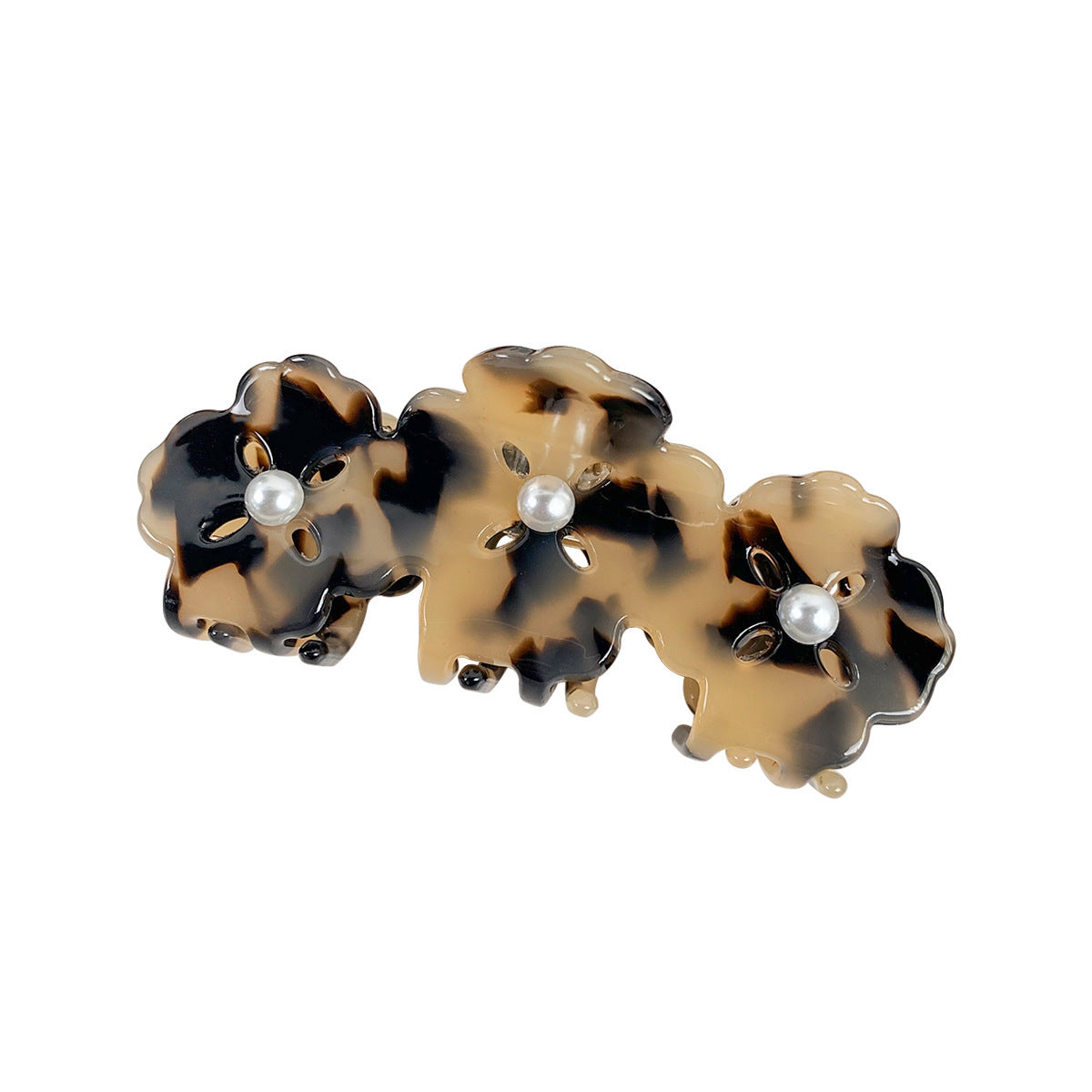 Beautiful Clover Acetate Grip Pearl Dopamine Temperament Personality Shark Clip Simple And Light Luxury Style