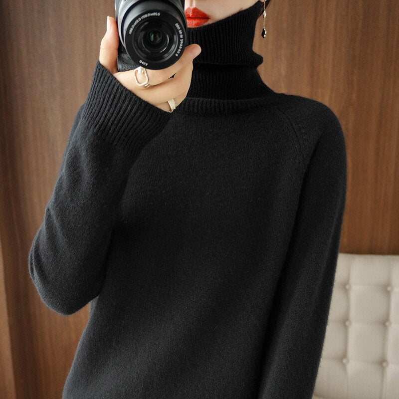 Women's Long-sleeved Bottoming Shirt Slim Slimming High Collar Sweater