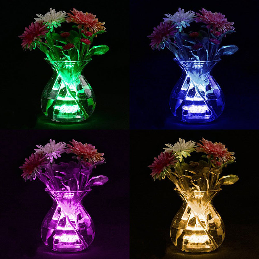 10 luces LED sumergibles subacuáticas impermeables para jarrón de boda, lámpara de base, lámpara de noche submarina, jarrón para exteriores, decoración para fiesta en el jardín