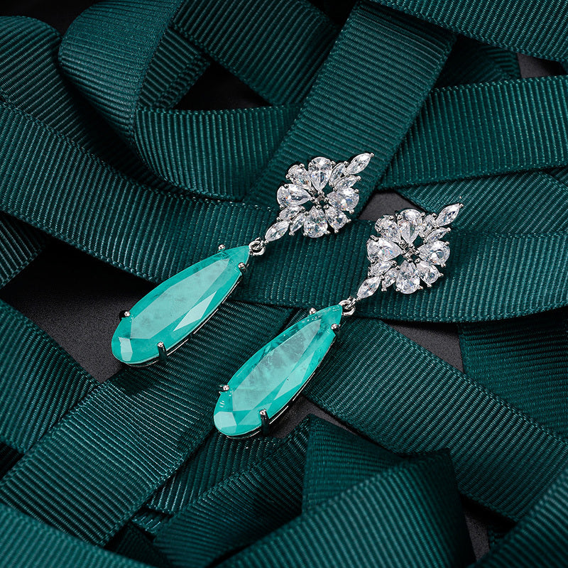 Exquisitely Inlaid Emerald Drop Earrings