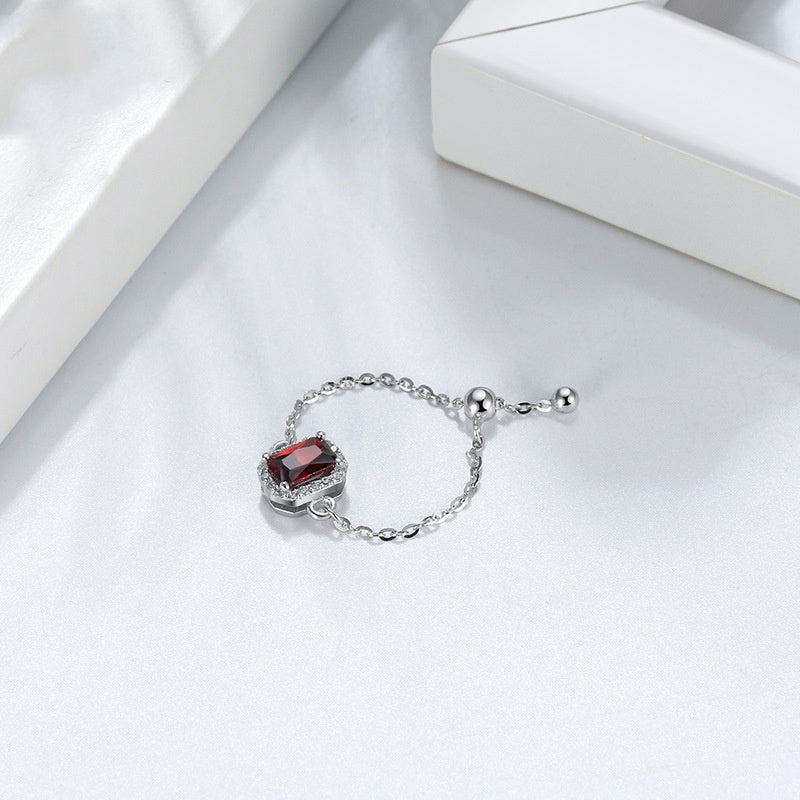 Openwork Ruby White Gold Square Ring