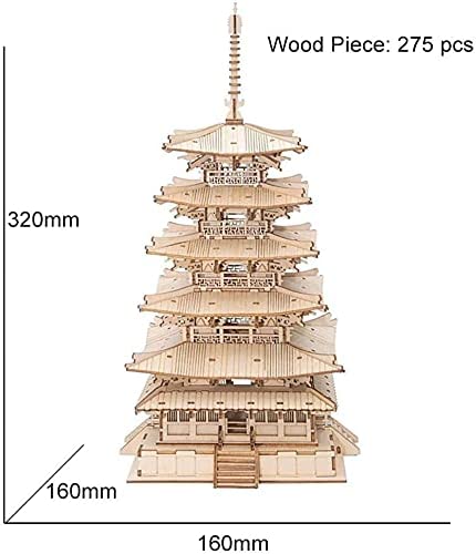 Robotime Pagoda de cinco pisos rompecabezas de madera 3D juguetes para niños regalo de cumpleaños TGN02