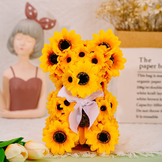 Sunflower Bear Decoration Autumn Thanksgiving Display Show Window Decoration