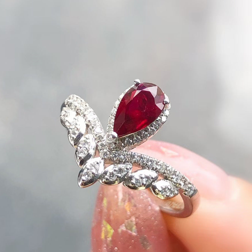 Women's Fashion Simple Ruby Crown Ring