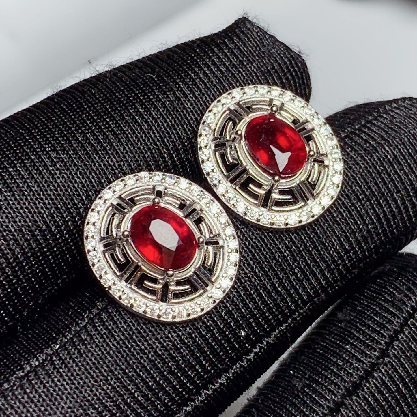 925 Silver Inlaid Ruby Set