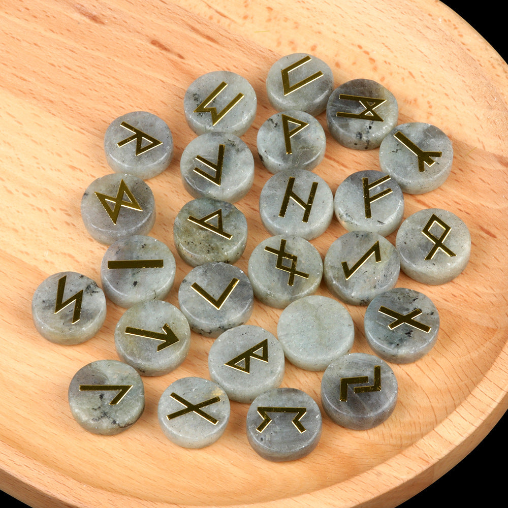 1662-25 Pieces A Pack Of Runes Natural Crystal Agate Luen Letter Wafer Suit Nordic Germanic