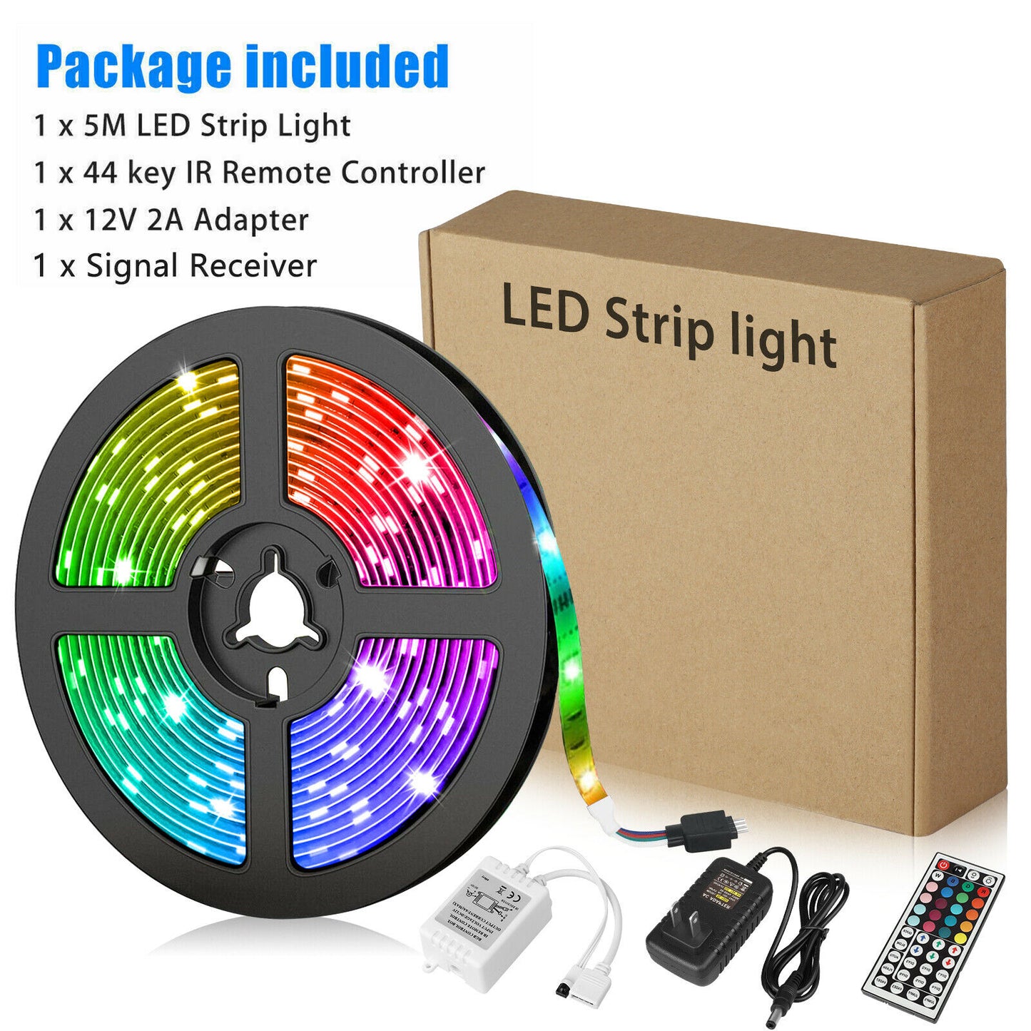 16.4FT RGB Flexible 300LED Tira de luz SMD Luces de hadas remotas Habitación TV Barra de fiesta Luz de tira LED Luz de hadas remota Habitación Fiesta Impermeable